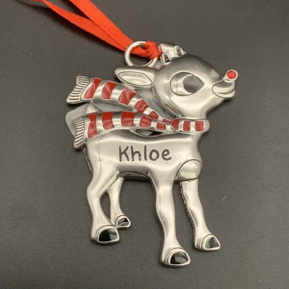 Hallmark Rudolph The Red Nose Reindeer Khloe Name Metal Christmas Tree Ornament